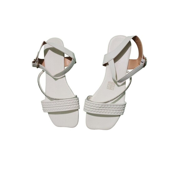 Women's Solid Color Open-Toe Flat Sandals White Size 8 - Picture 1 of 7